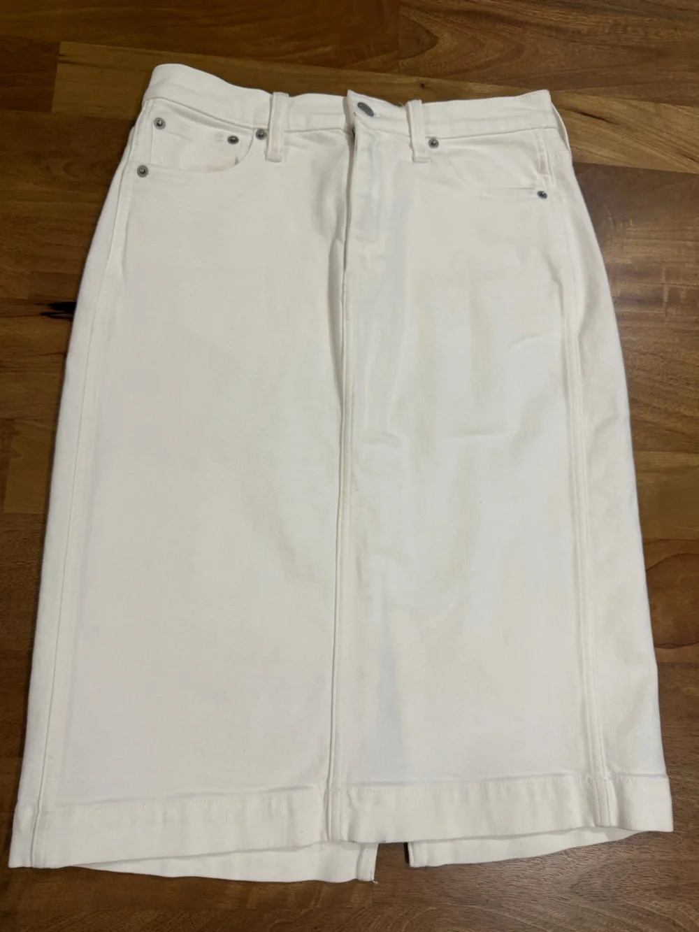 J. Crew White Midi Denim Skirt w/ Back Slit Size 4